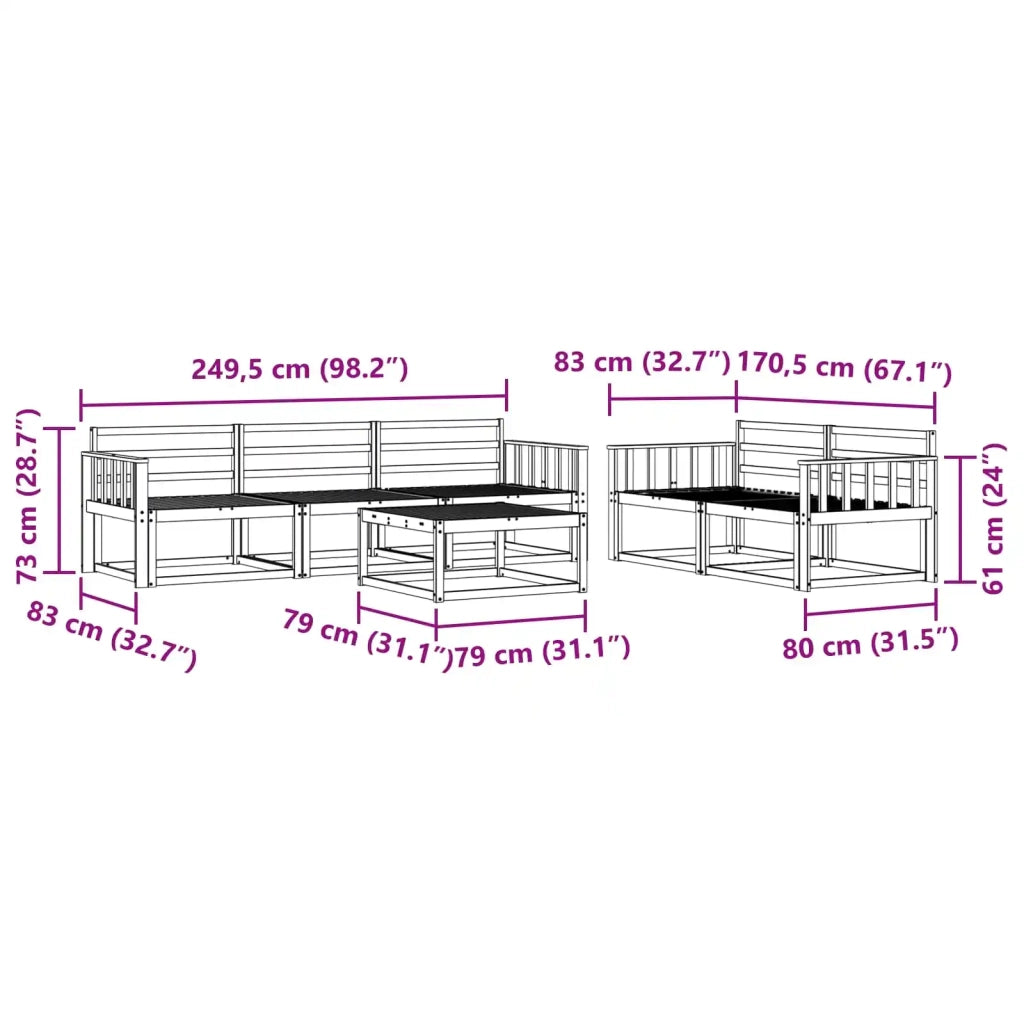 Set di divani da esterno 6 pcs Bianco 3386053