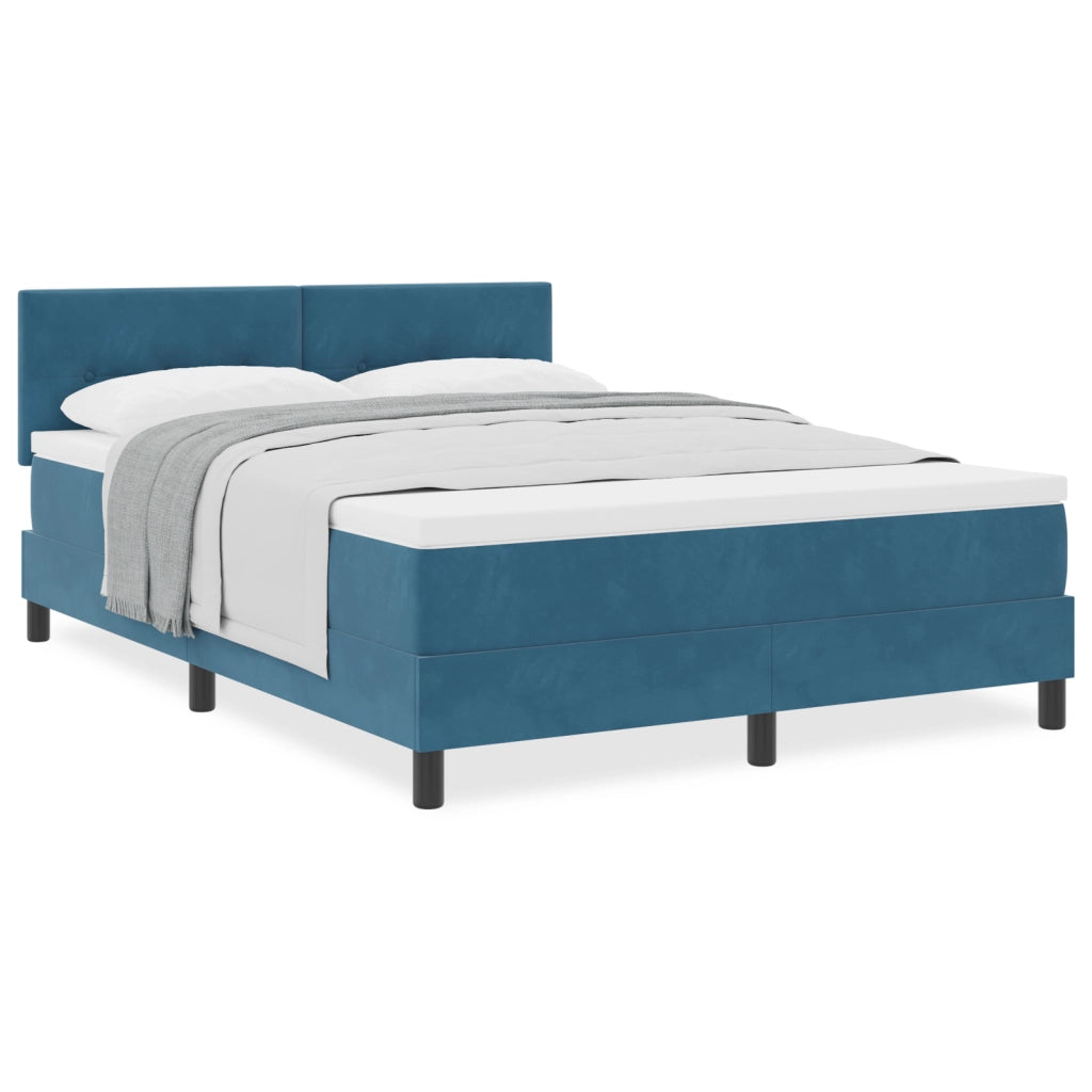 Letto Box Spring con Materasso Blu Scuro 160x200 cm Velluto