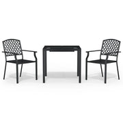 Set da Pranzo da Giardino 3 pz | Set Salotto da Giardino in Acciaio Antracite