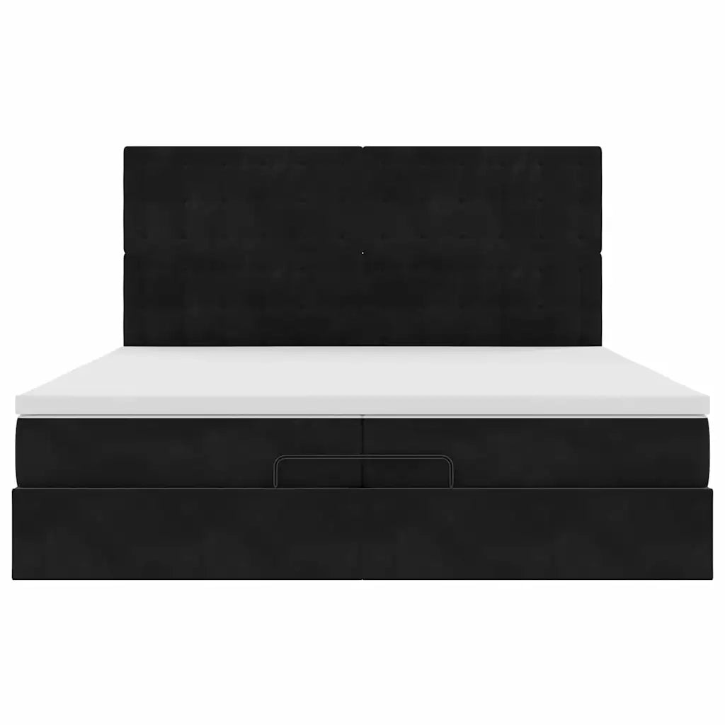 Struttura Letto Pouf con Materassi Nero 200x200 cm Velluto 3313639