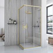 Cabina Doccia Rea City 80x80 Gold Brush con piatto doccia Savoy