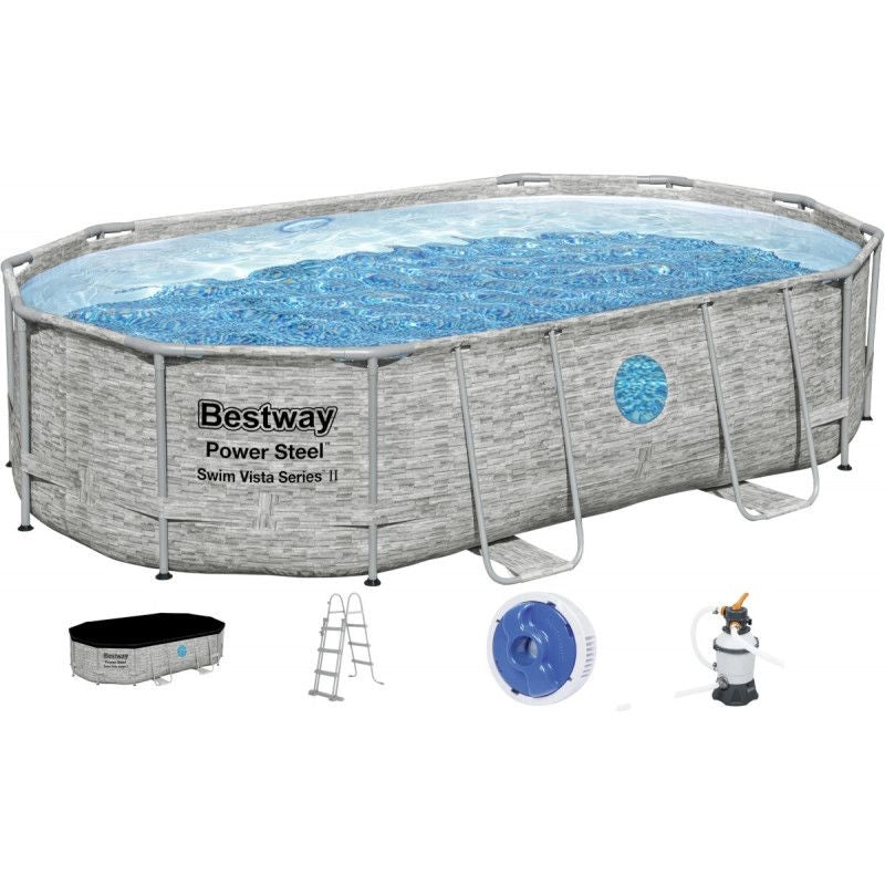 Piscina power steel swim vista ovale oblo' 488x305x107