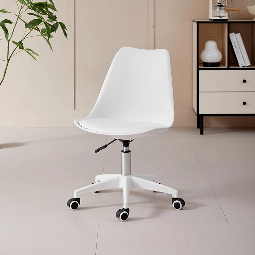 Sedia da Ufficio Poltrona da Studio Girevole Ergonomica con Ruote in PP e Schiuma Bianco