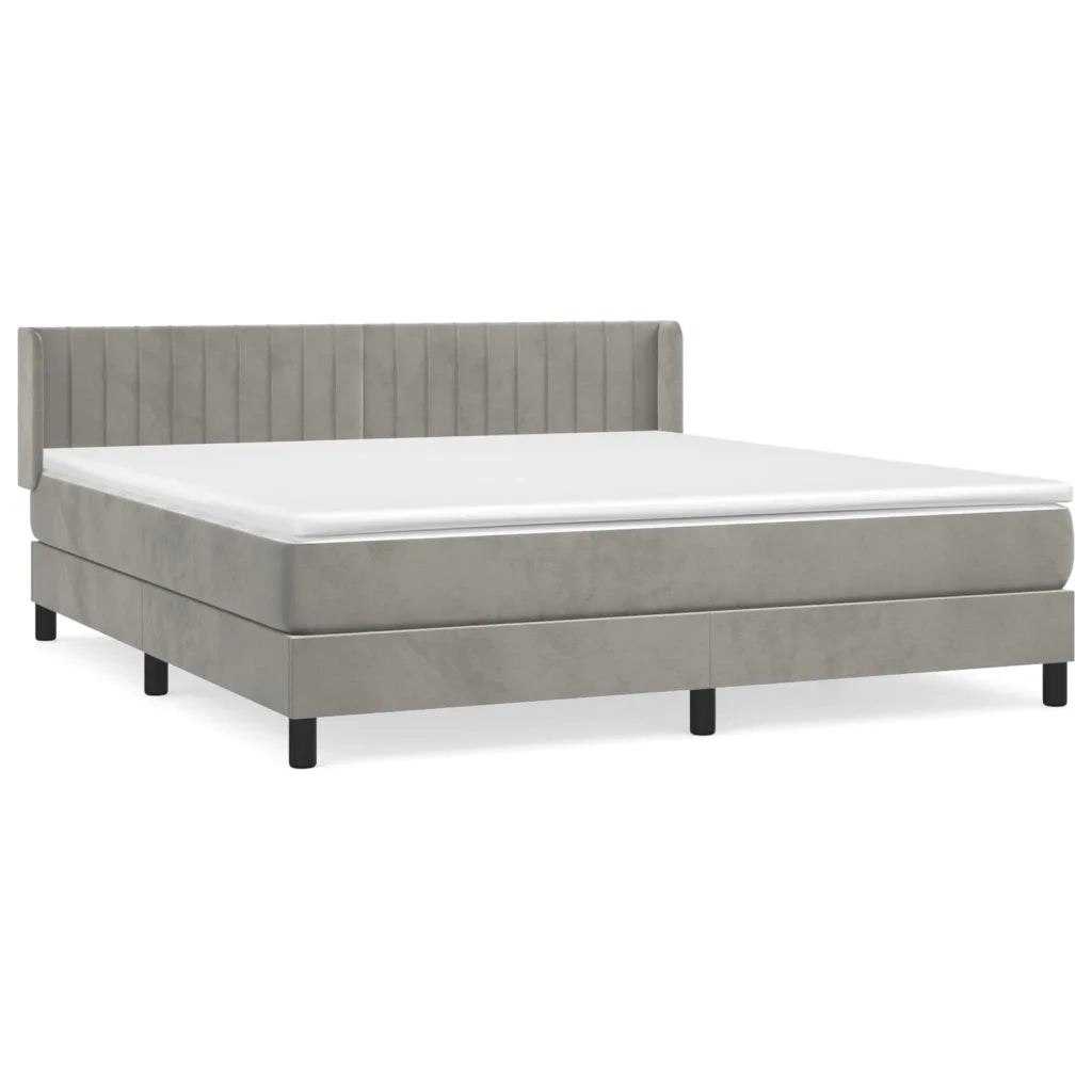 Giroletto a Molle con Materasso Grigio Chiaro 180x200cm Velluto 3131093