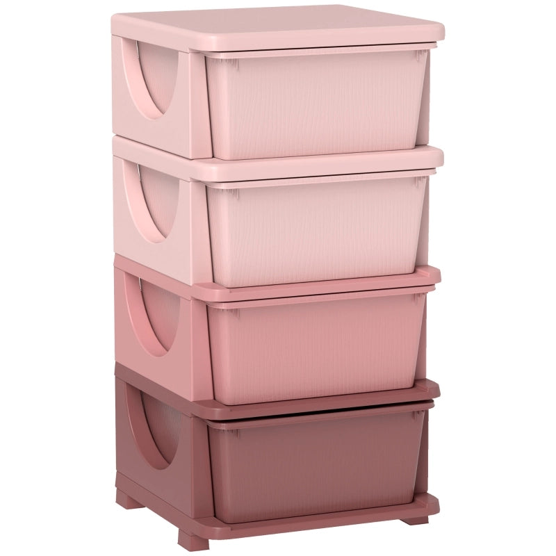 Scatola portaoggetti per bambini con 4 cassetti, seduta superiore e bordi arrotondati, 37 x 37 x 76 cm, rosa