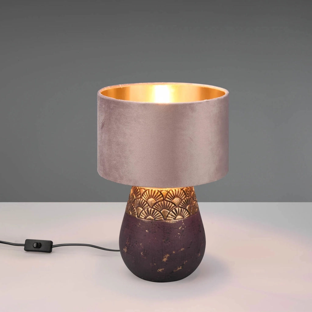 LÚZETE - LAMPADA DA TAVOLO IN CERAMICA MARRONE SHIRA