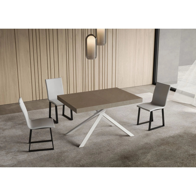 Tavolo allungabile 120/380x90 cm Niket telaio Bianche - Tortora