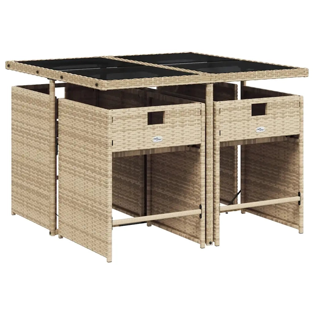 Set da Pranzo da Giardino 5 pz con Cuscini Beige in Polyrattan 3211078