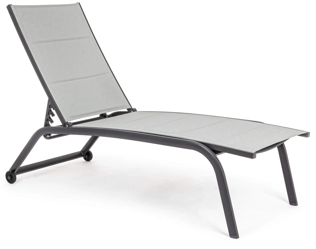 Lettino Prendisole da Giardino 61x192x105 cm con Ruote in Alluminio Antracite