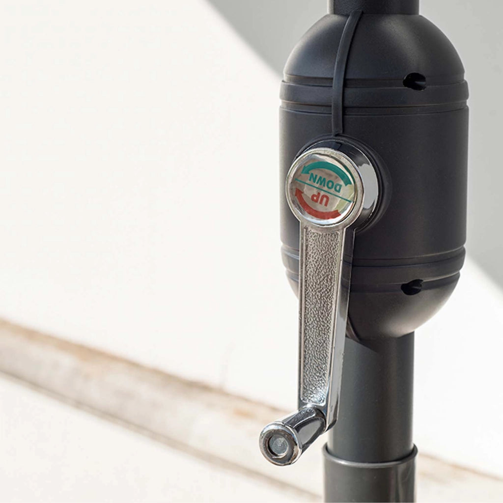 Mezza Luna - Ombrellone a mezza luna con palo centrale da Ø38 mm e telo in poliestere da 180gr/mq con airvent. Ombrellone da balcone o terrazzo in giallo L300xP150xH250 cm