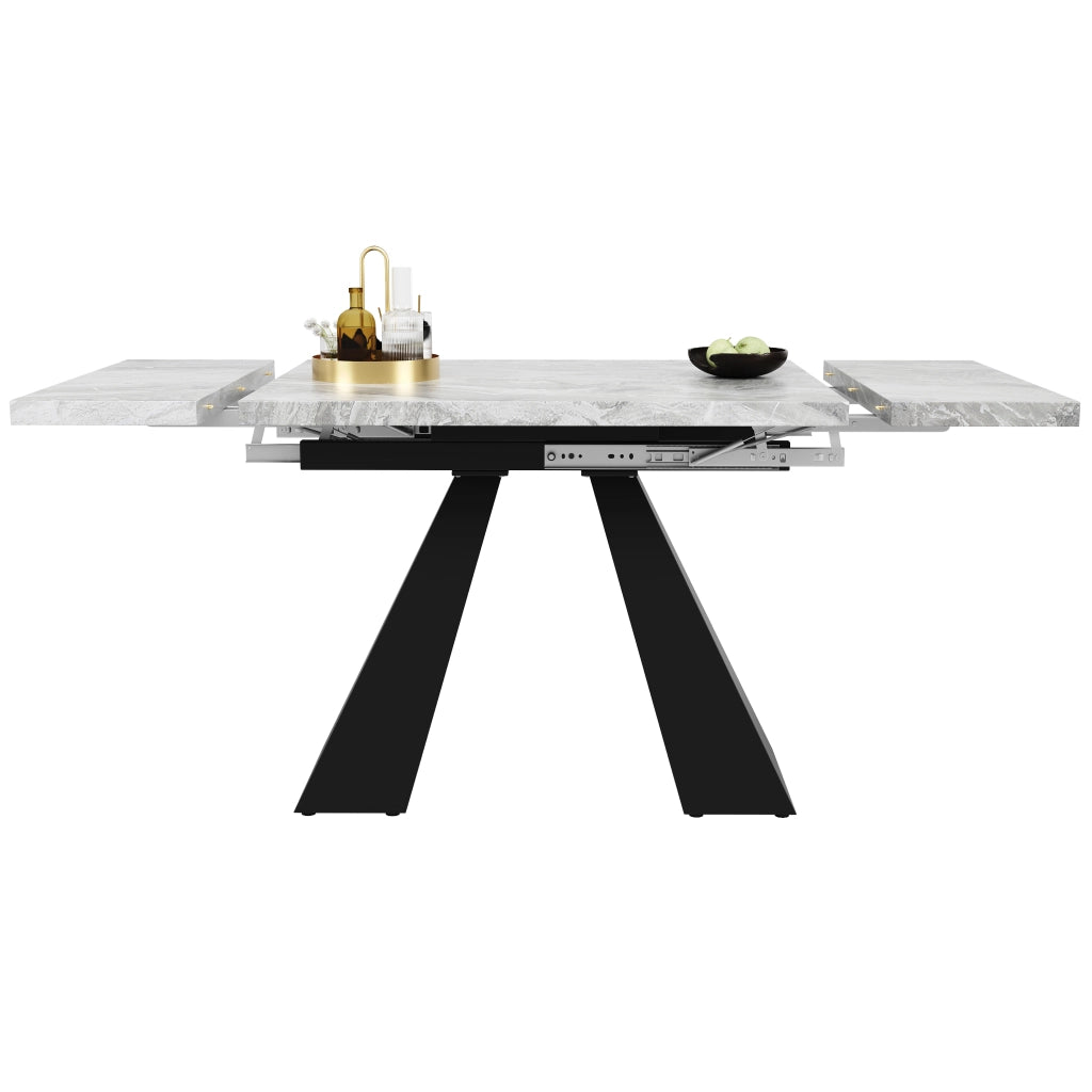 Tavolo da Pranzo Allungabile ¨C MINIMAL ¨C Piano Grigio, Gambe a Colonna, 99-159x74 cm
