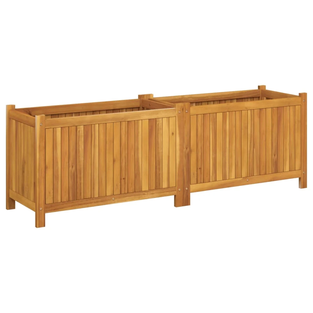 Fioriera rialzata per piante fiori patio e giardino con rivestimento 153 x 38,5 x 50 cm legno massello di acacia marrone 02_0038123