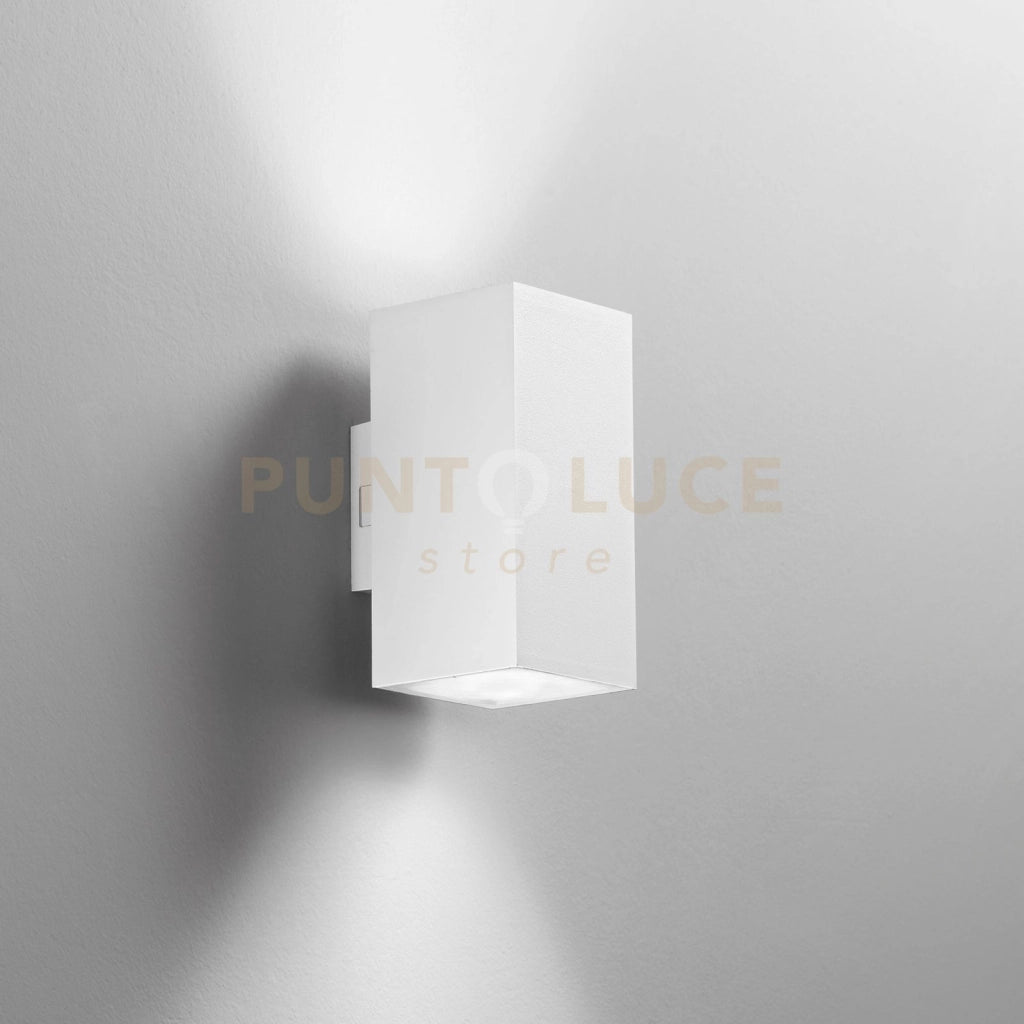 APPLIQUE BIEMISSIONE LED POLO BIANCA QUADRATA 16W 1960LM CCT 3000K / 4000K IP65 7,8X9,9X16CM