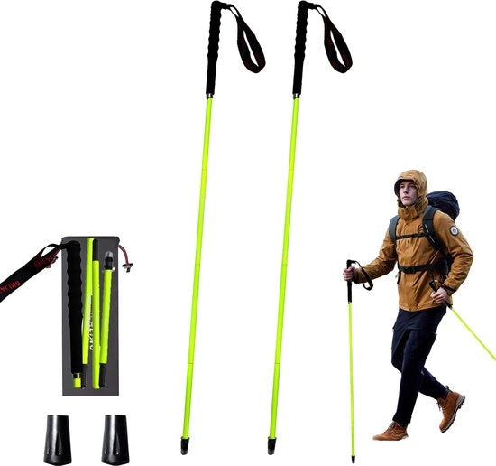 Trekkingstang in 5 parti, 2 pezzi, flessa, leggera e resistente, protegge le articolazioni, adatta per camminare, escursionismo e arrampicata (giallo, 130 cm)