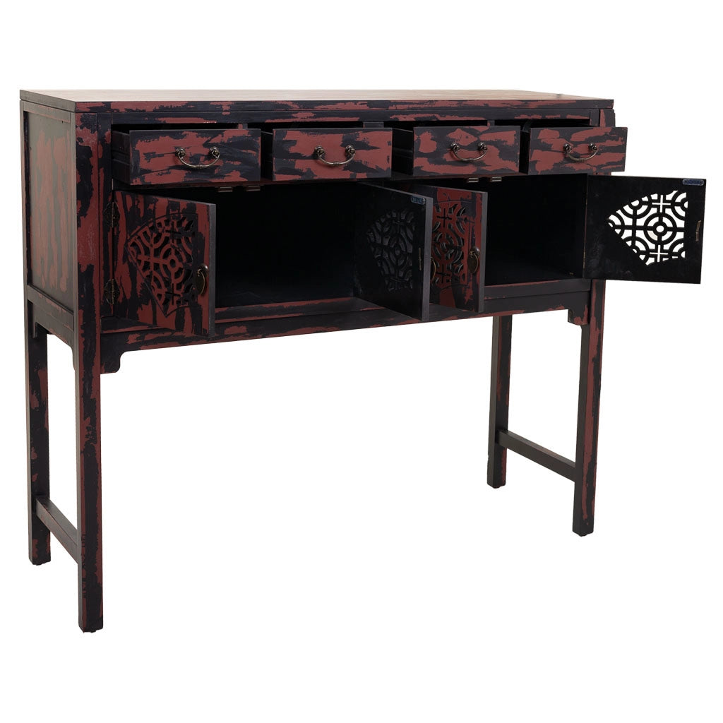 Mobile da ingresso in legno rosso 120x40x102h