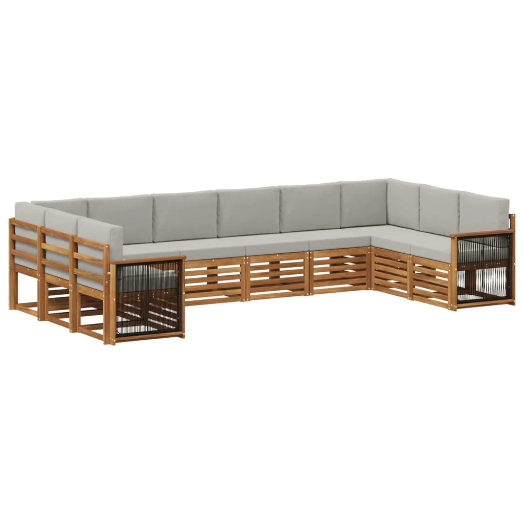 Set divano sezionale con cuscino 7 pcs Naturale e Grigio Chiaro 3384892