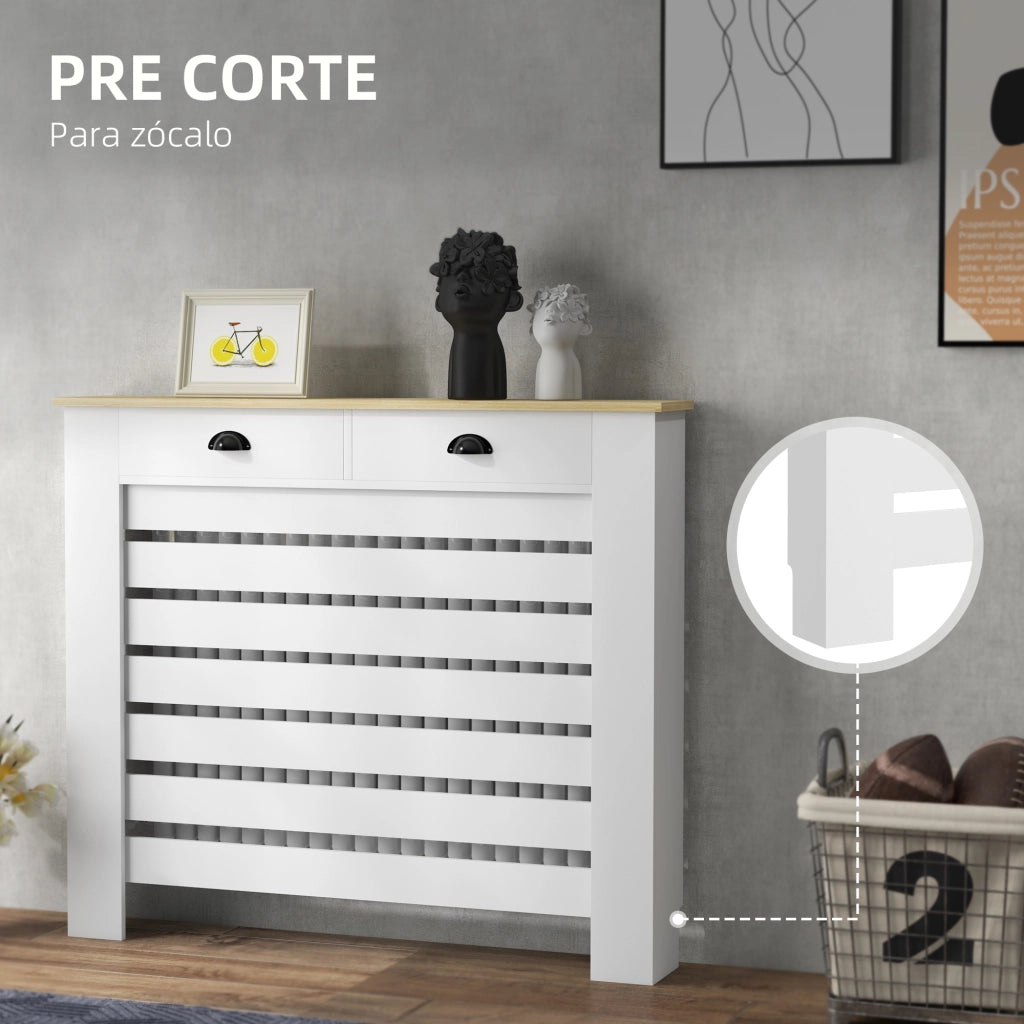 Copri Radiatore MDF con 2 Cassetti ¨C Xylo ¨C Bianco 111x19x95,5 cm