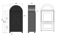 Camino a Bioetanolo da Pavimento 60x34x125 cm Incoza Nero con Vetro