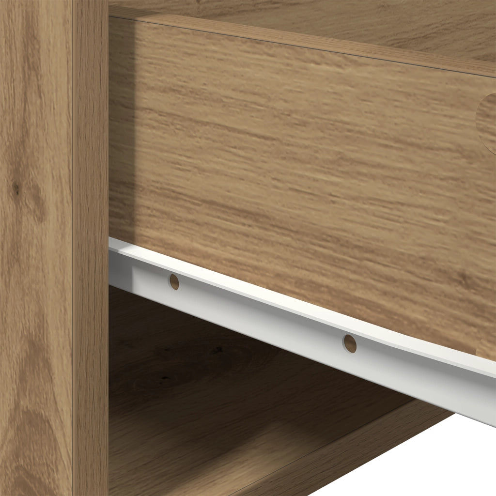 Comodino  con LED montato a parete in rovere artigianale 50x36x30 cm