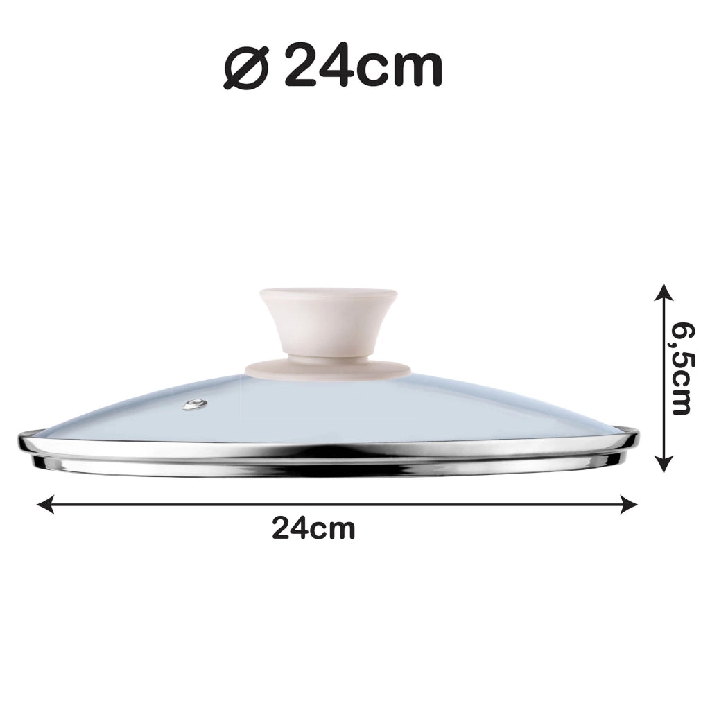 Coperchio in vetro KADAX da 24 cm, universale, resistente al calore, per pentole e padelle.