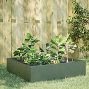 Fioriera Rialzata Giardino-Vaso da Esterno-Supporto per Vaso Verde Oliva 100x100x25 cm Acciaio