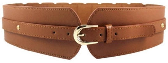 Riem per donna - Cintura elastica ampia - 6 cm larga 70-83 cm - 1 pezzo - Comodo e regolabile - Chiusura metallica moda - Marrone