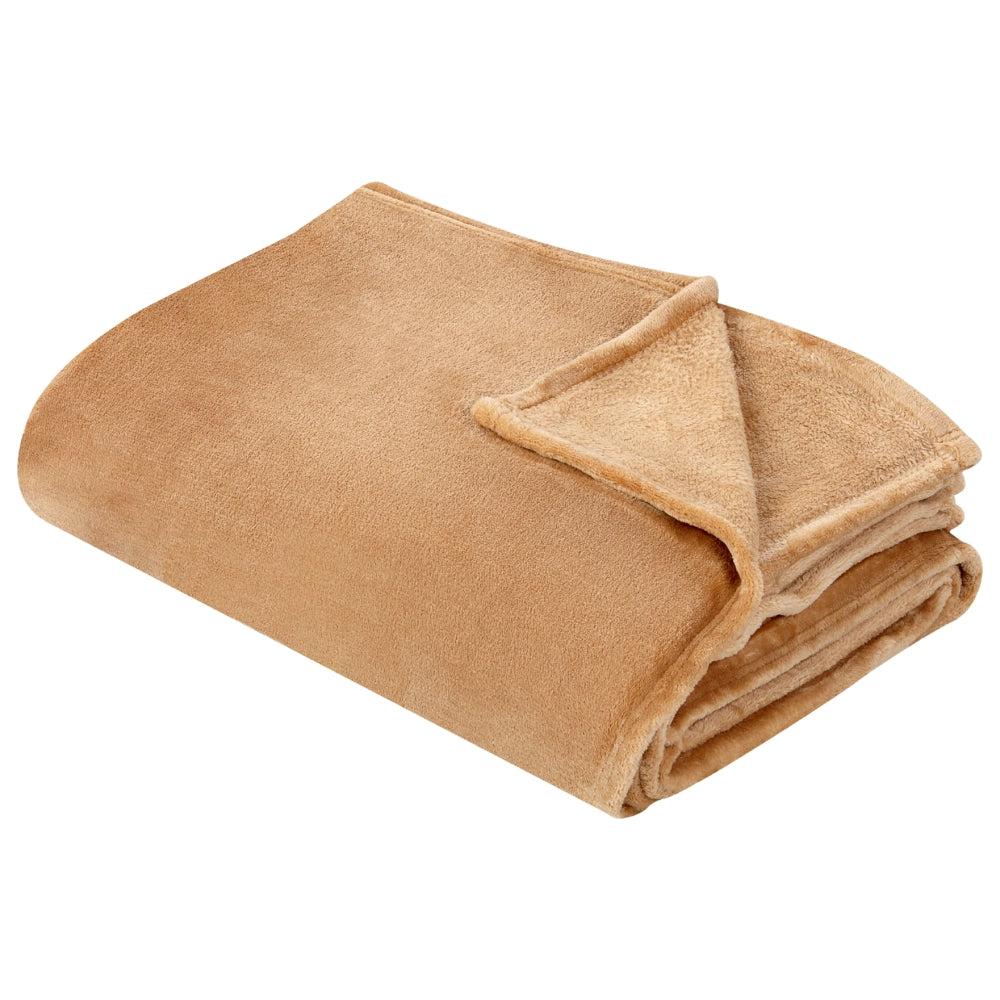 Coperta plaid in poliestere sabbia 200 x 220 cm morbido durevole letto divano soggiorno stile classico