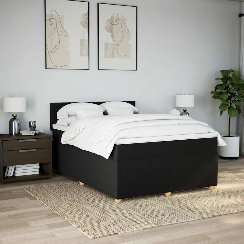 Giroletto a Molle con Materasso Nero 140x190 cm in Tessuto
