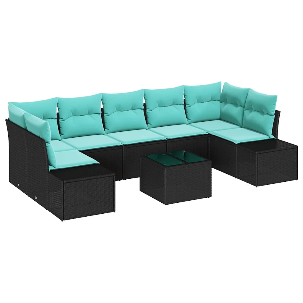 Set Divano da Giardino 8 pz Nero polyrattan 3346986
