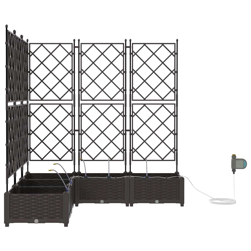 Set di 5 fioriere da giardino moderne 120 x 120 x 126 cm pratiche e resistenti acciaio marrone 02_0058530
