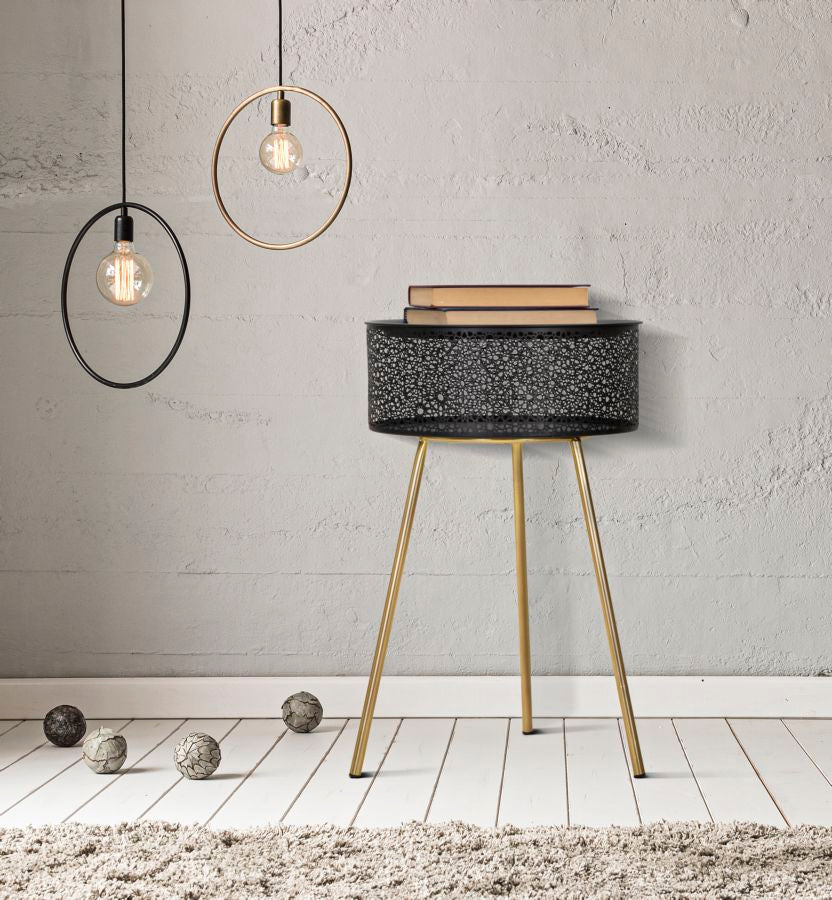 Tavolino Basso Ø40x65 cm in Metallo Nero