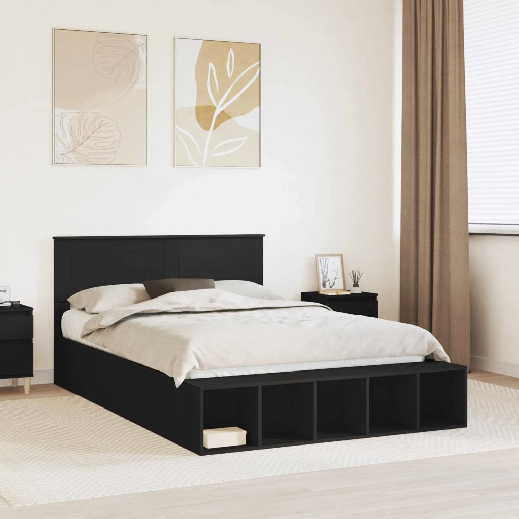 Struttura del letto Nero 140 x 200 cm Legno multistrato