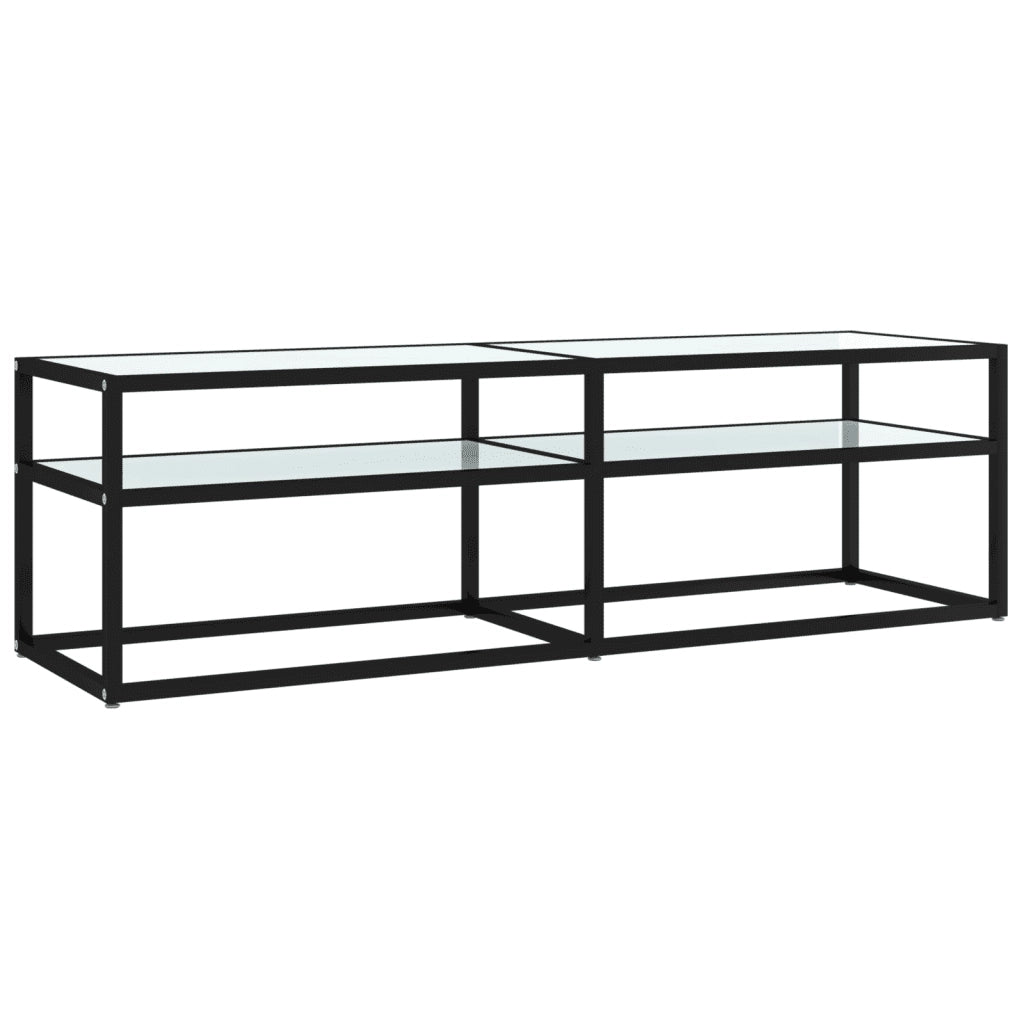 Mobile Porta TV Marmo Bianco 140x40x40,5 cm in Vetro Temperato 331716