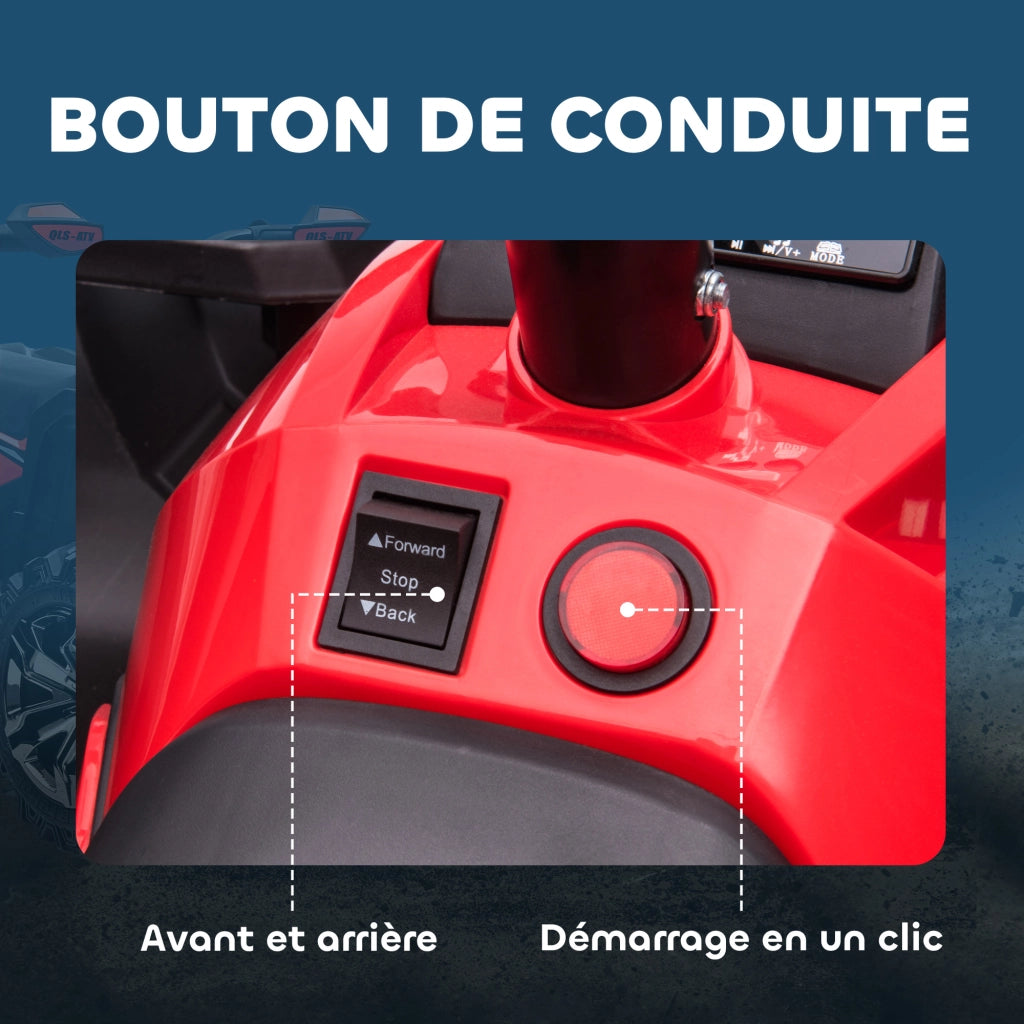 Quad Buggy Elettrico per Bambini 12V ¨C Xylo ¨C Rosso e Nero con Luci LED e Suoni