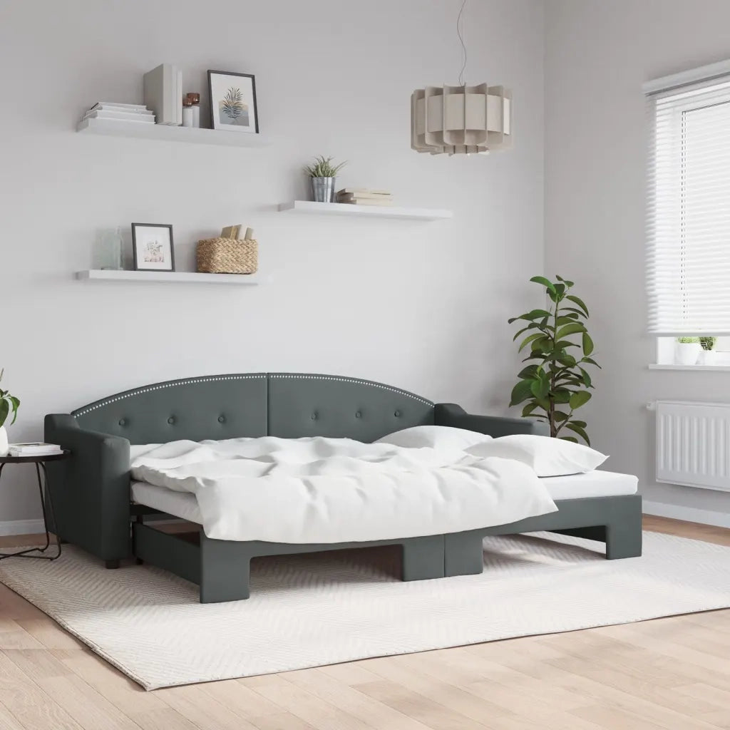 Divano Letto con Letto Estraibile-Sofa Letto-Daybed Grigio Scuro 80x200 Tessuto 575906