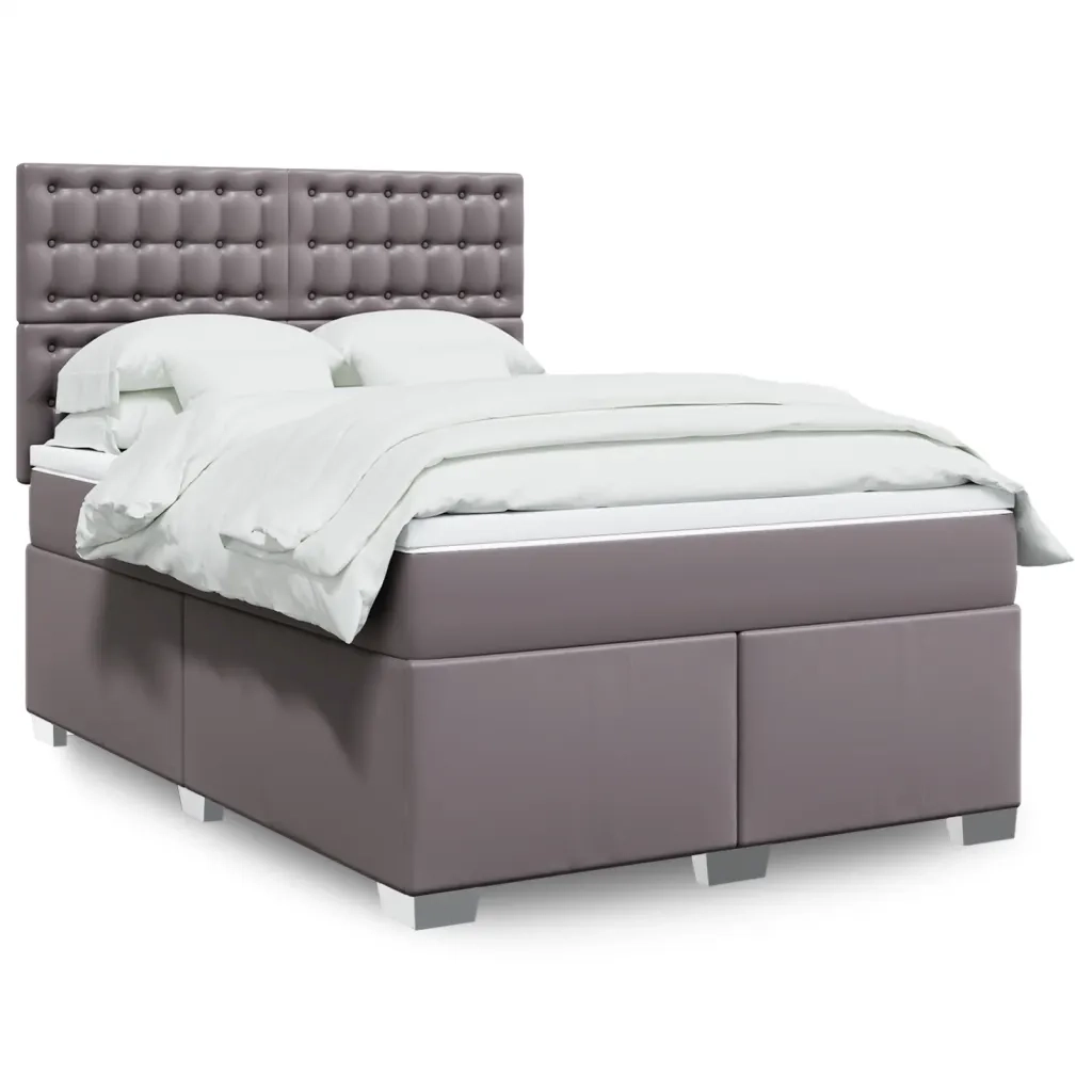 vidaXL Giroletto a Molle con Materasso Grigio 140x200 cm in Similpelle
