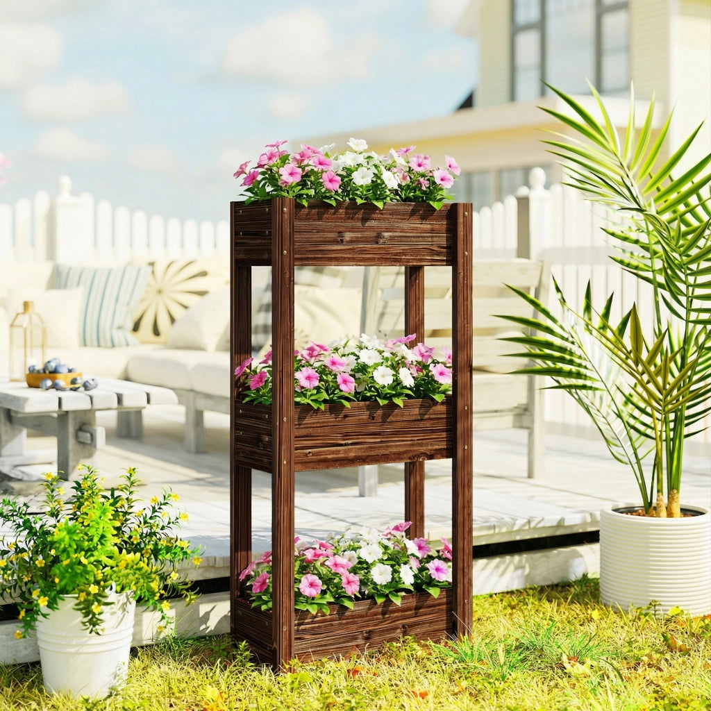 Fioriera da Giardino 3 Livelli ¨C zephmum ¨C 60x25x120 cm Marrone