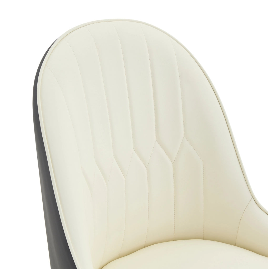 Set di 2 sedie da pranzo 91 cm con schienale a fulmine in PU e metallo grigio scuro e bianco nero