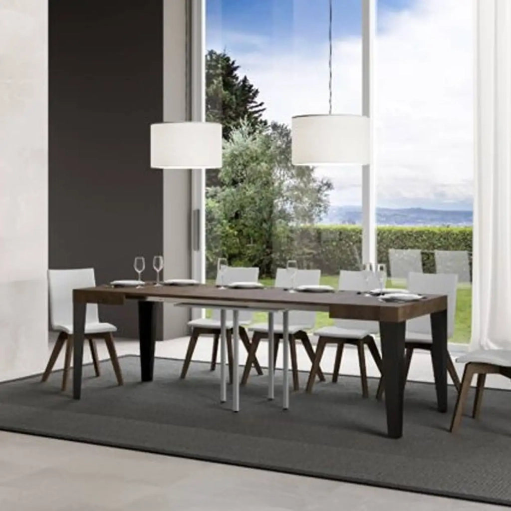 Tavolo allungabile 160/244x80 cm Flame colore noce gambe antracite