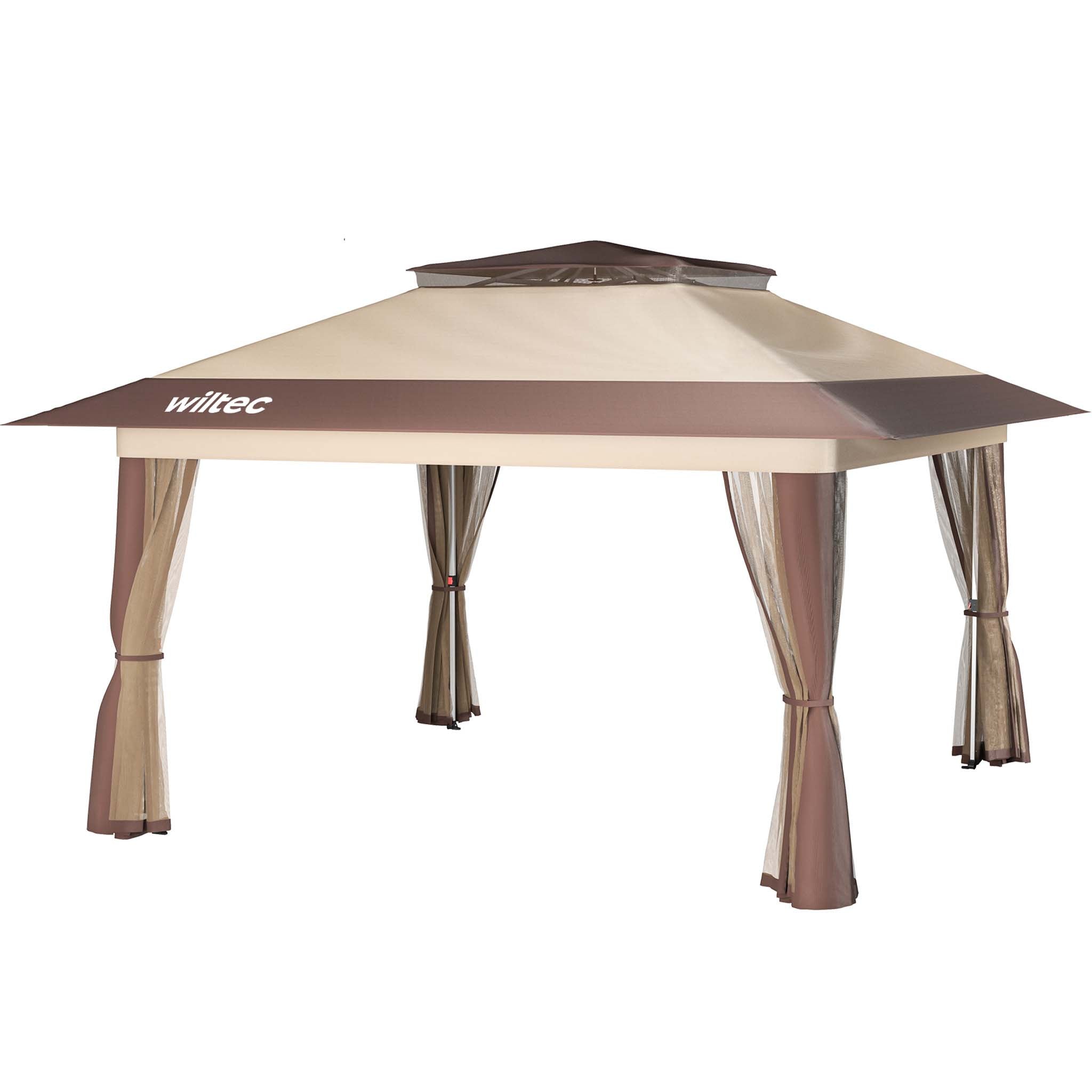 Gazebo pieghevole con zanzariera, beige 4 x 4 m, impermeabile, UV 50+, Tendone per feste