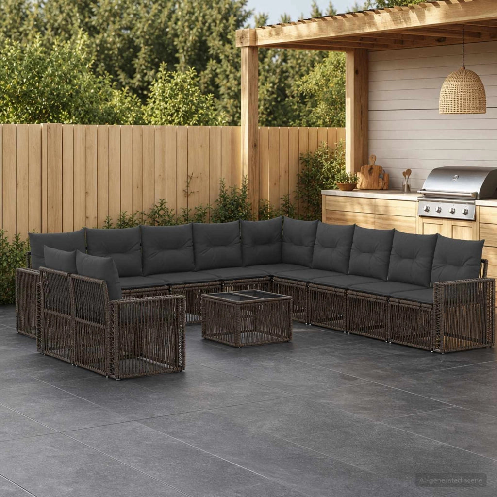 Set Divano da Giardino 12 pz Grigio e Grigio Scuro polyrattan 3435179