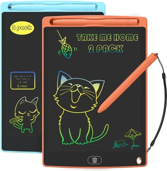 Tavolo da disegno LCD - 8,5 Pollici - per bambini - Portatile e digitale - Blu/Rosso - 2 pezzi