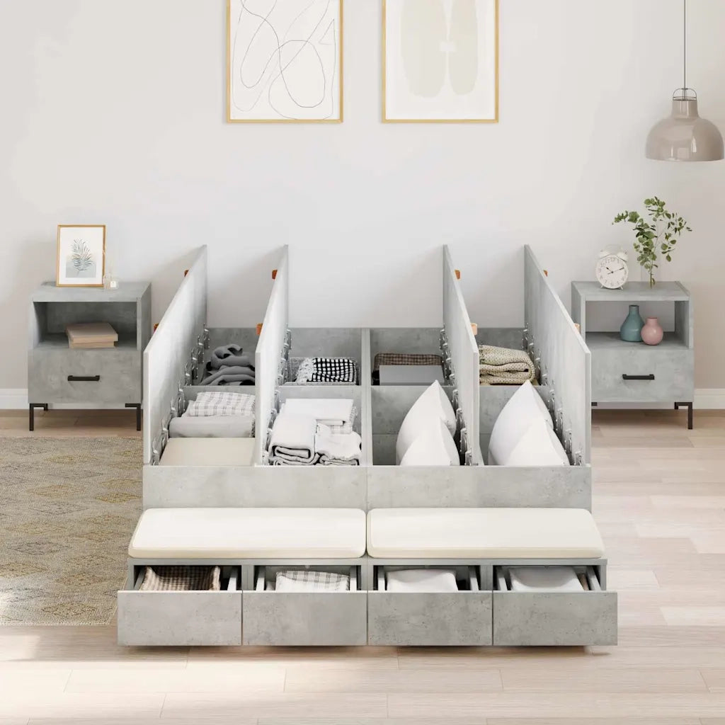Struttura letto con contenitore Grigio cemento 120 cm 3335632