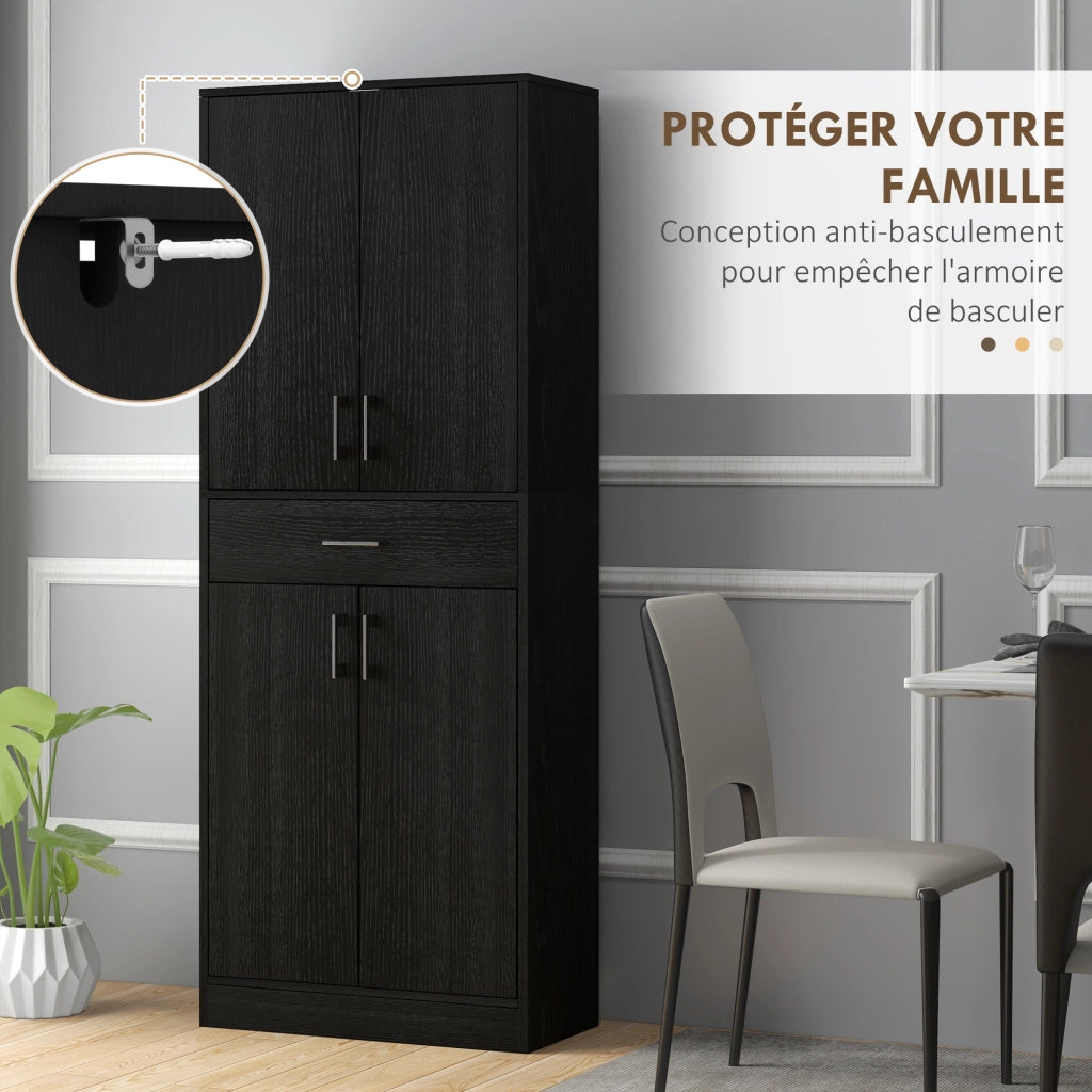 Armadio da cucina 4 ante 2 ripiani 1 cassetto centrale ¨C zephmum ¨C 180 cm nero