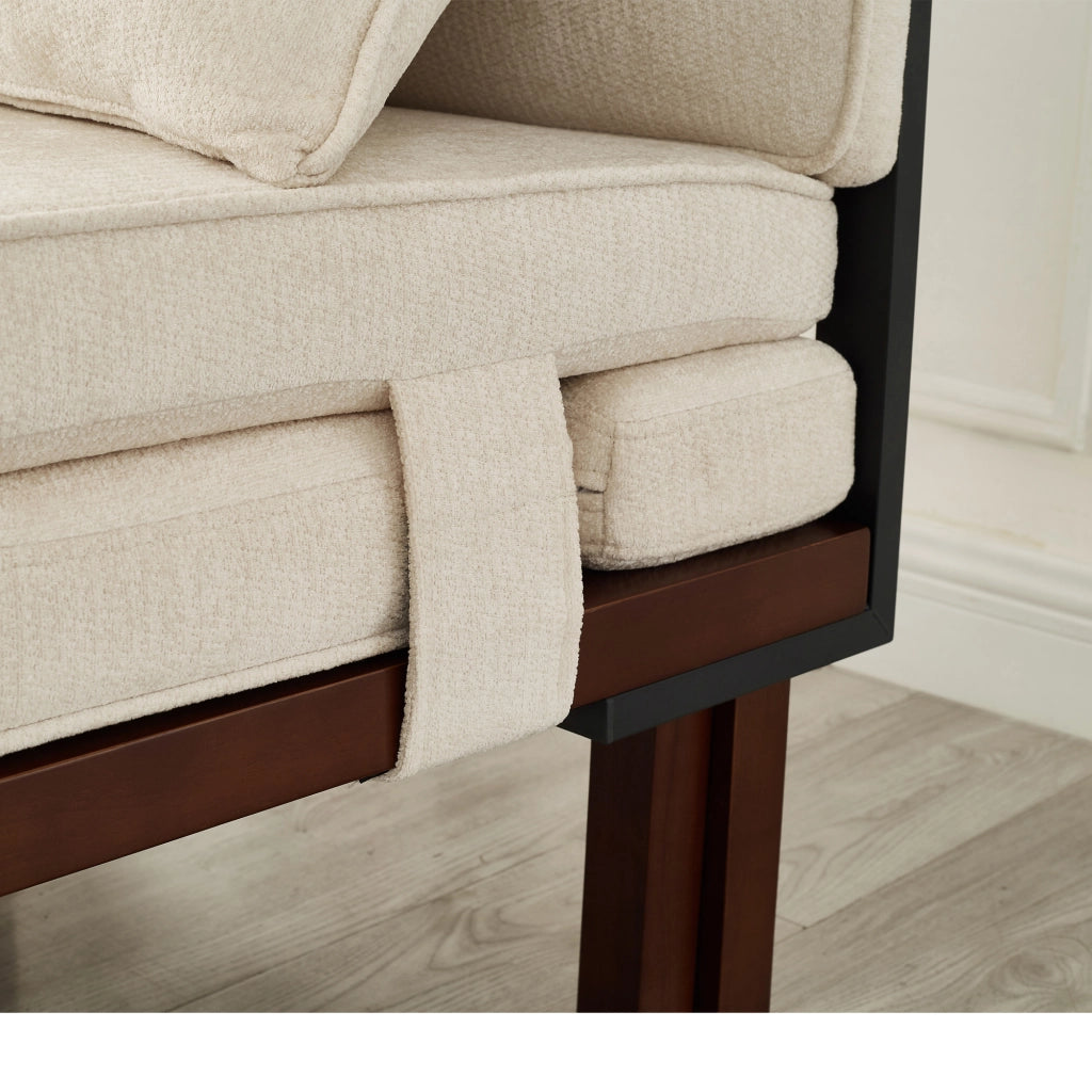 POLTRONA LETTO Estraibile Singolo Beige in Velluto con porte USB/Type-C