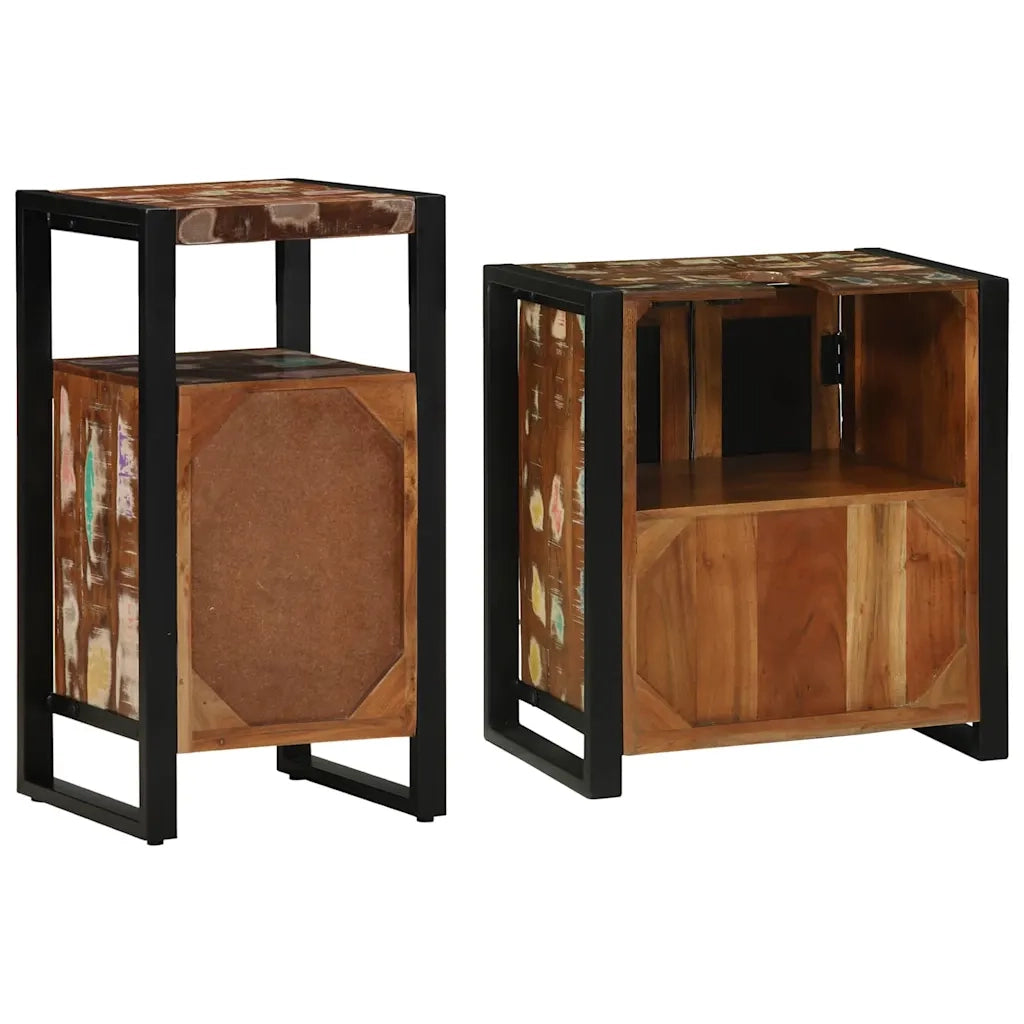 Set di mobili per il bagno 2 pcs Legno Recuperato Massello