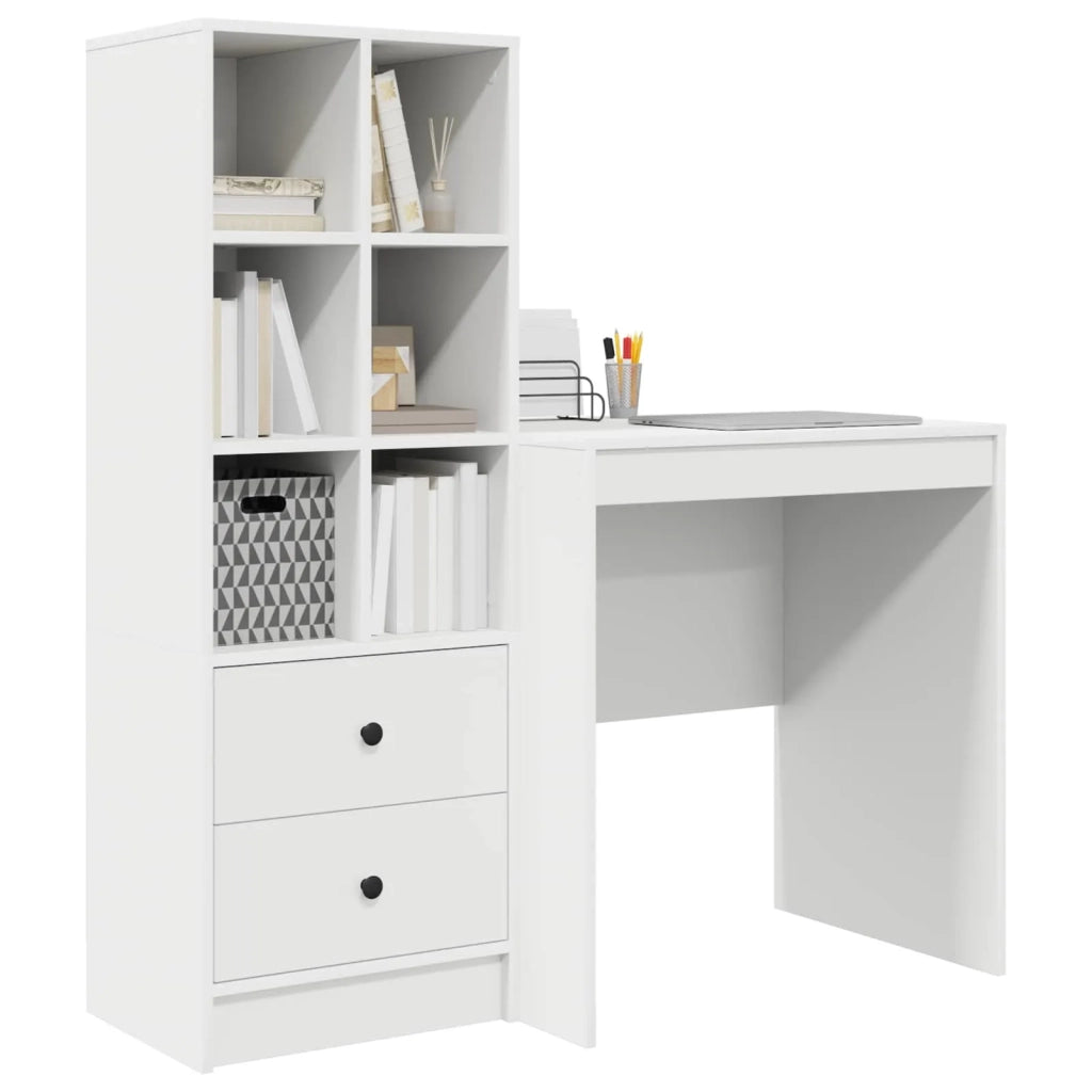 Scrivania con cassetto con lo scaffale 2 pcs Bianco 3337345