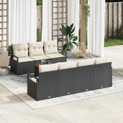 Set Divano da Giardino con cuscino 8 pcs Nero polyrattan 3347663
