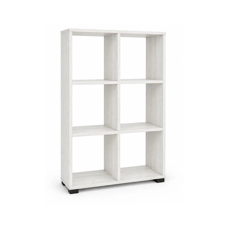 LIBRERIA CUBICA IN LEGNO BIANCO MODERNA CON 6 RIPIANI DIMENSIONI 60X24X98 CM