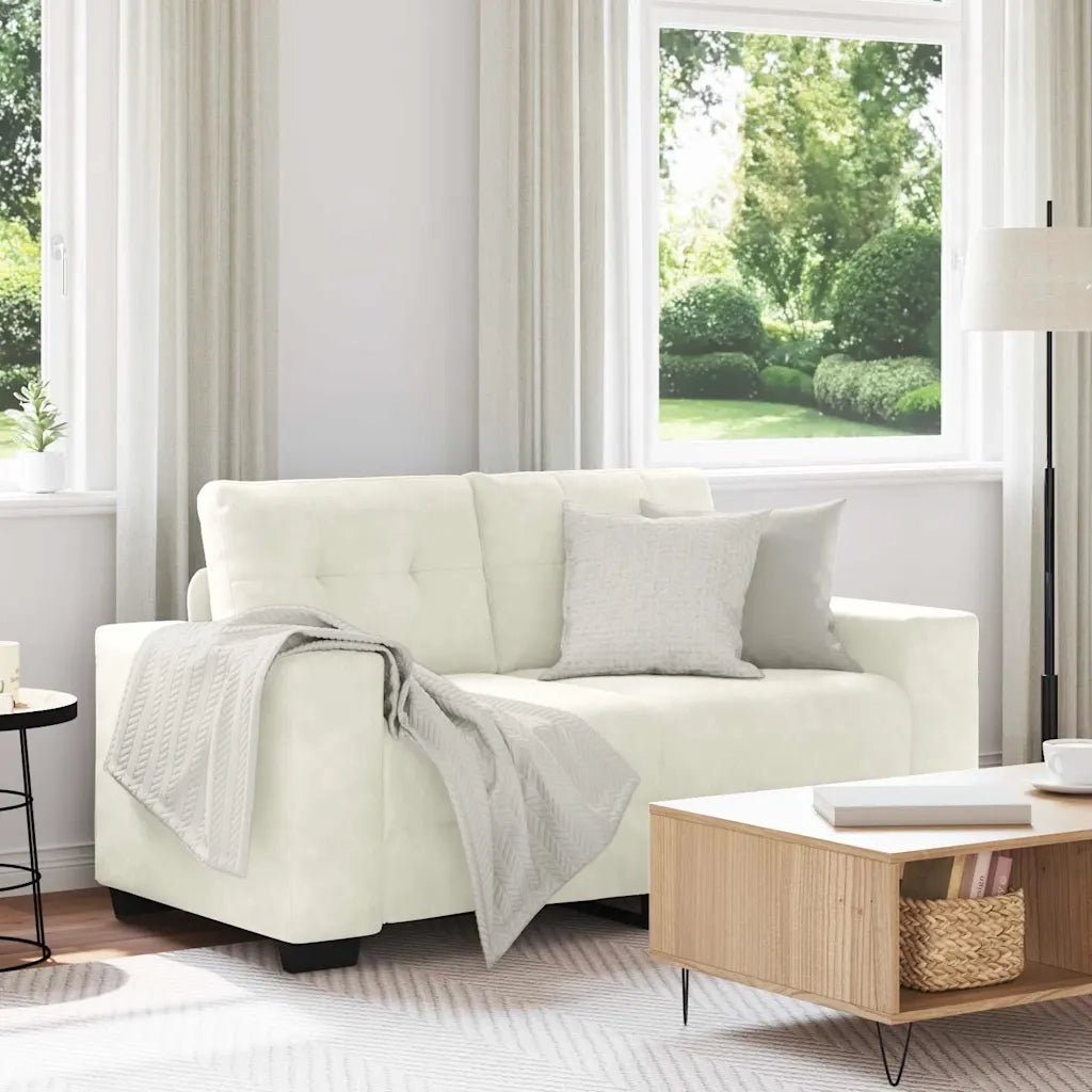 vidaXL Divano Divanetto Crema 120 cm in Velluto